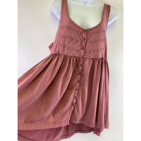 Free People Brooke Tunic Tank Top Pink Cotton Scoop Button OB1213346 Womens XS - Picture 4 of 12